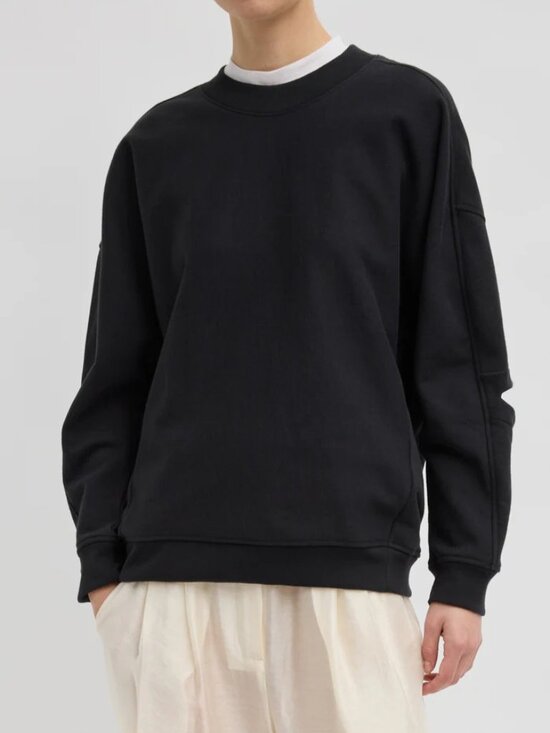 Tibi Sweaters - Tibi Cocoon Crewneck Black Cotton Sweatshirt Size S $295